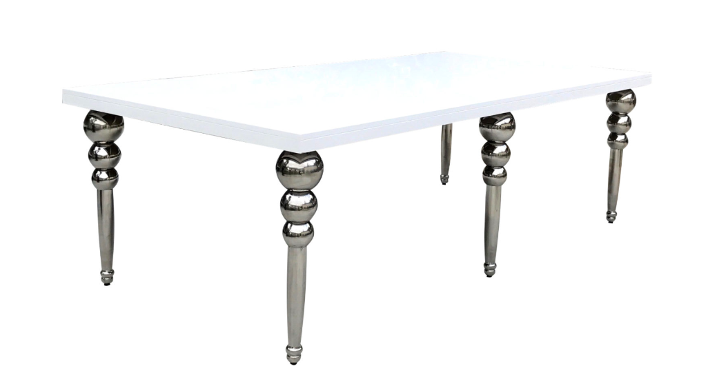 HOLLYWOOD TABLE WHITE AND SILVER