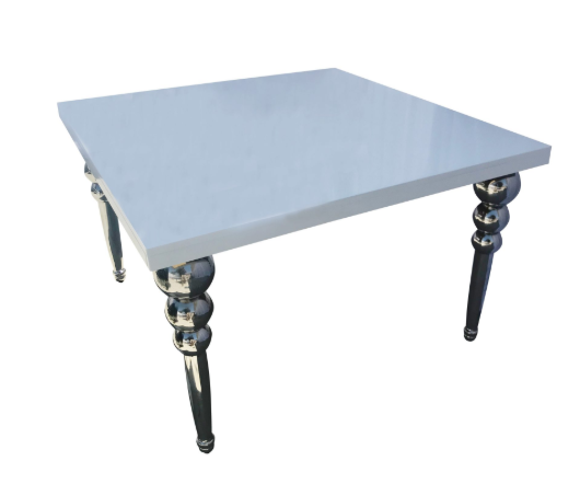 HOLLYWOOD TABLE WHITE AND SILVER 4′